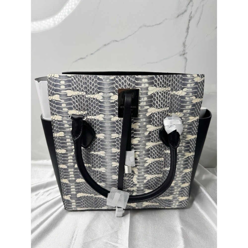 Michael Kors Collection Miranda Large Tote Black White Python Snake Leather Bag